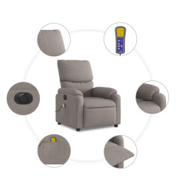 Fauteuil de massage inclinable électrique Taupe Tissu