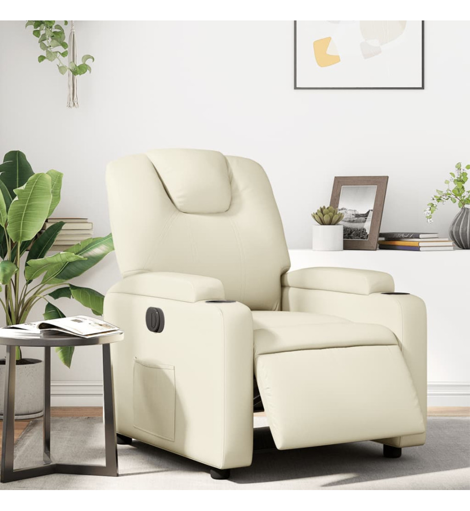 Fauteuil inclinable électrique Crème Similicuir