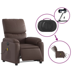 Fauteuil de massage inclinable électrique marron similicuir