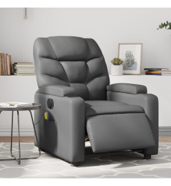 Fauteuil de massage inclinable électrique gris similicuir