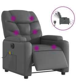 Fauteuil de massage inclinable électrique gris similicuir