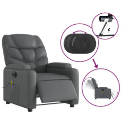 Fauteuil de massage inclinable électrique gris similicuir