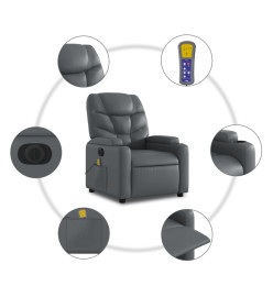 Fauteuil de massage inclinable électrique gris similicuir