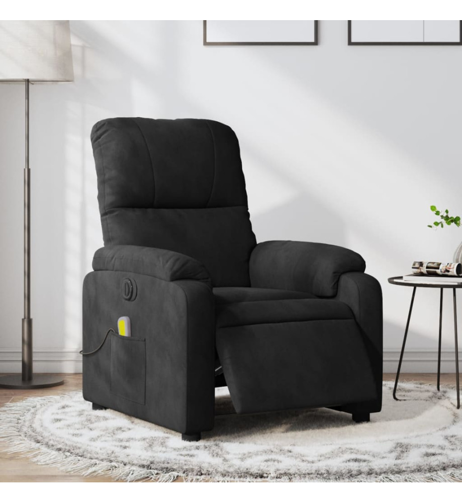 Fauteuil inclinable de massage électrique noir tissu microfibre