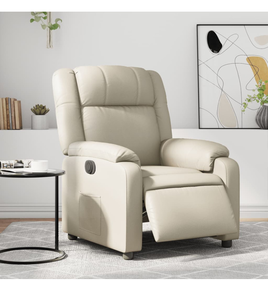 Fauteuil inclinable électrique Crème Similicuir