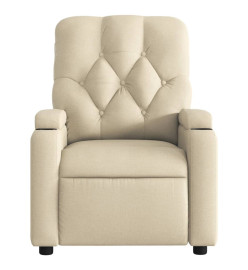 Fauteuil inclinable de massage électrique crème tissu