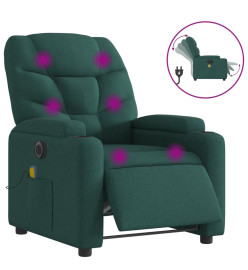 Fauteuil de massage inclinable électrique Vert foncé Tissu