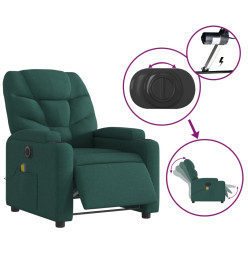 Fauteuil de massage inclinable électrique Vert foncé Tissu