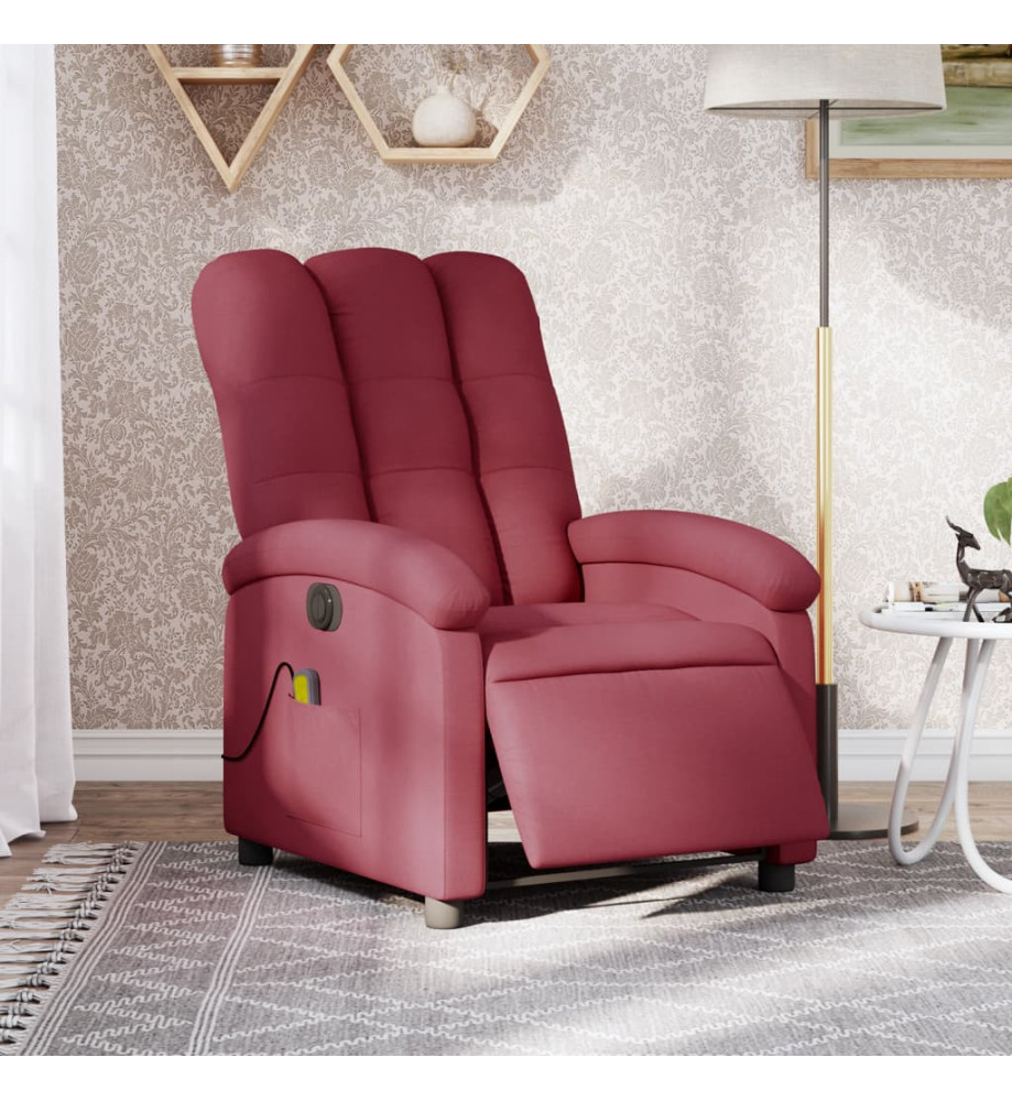 Fauteuil de massage inclinable électrique Rouge bordeaux Tissu