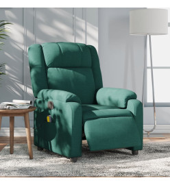 Fauteuil de massage inclinable électrique Vert foncé Tissu