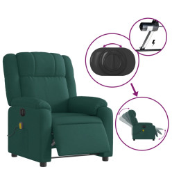 Fauteuil de massage inclinable électrique Vert foncé Tissu