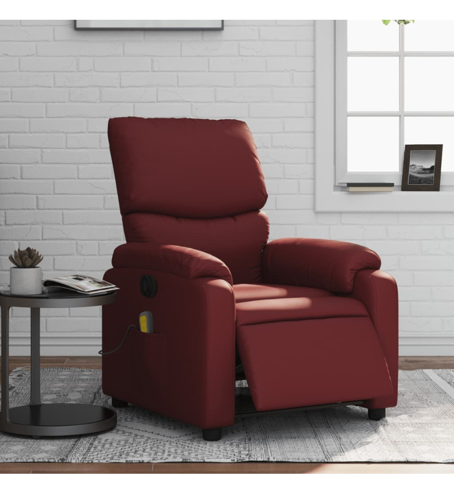 Fauteuil de massage inclinable électrique rouge bordeaux