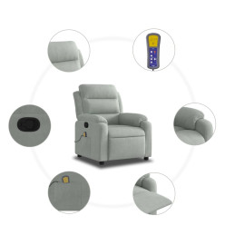 Fauteuil de massage inclinable gris clair velours