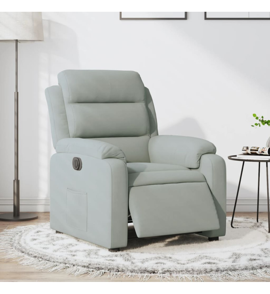 Fauteuil inclinable électrique gris clair velours