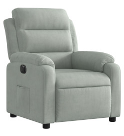 Fauteuil inclinable électrique gris clair velours