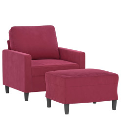 Fauteuil avec repose-pied Rouge bordeaux 60 cm Velours