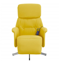 Fauteuil inclinable de massage repose-pieds jaune clair tissu