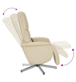 Fauteuil inclinable de massage avec repose-pieds crème tissu