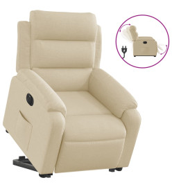 Fauteuil inclinable électrique crème tissu