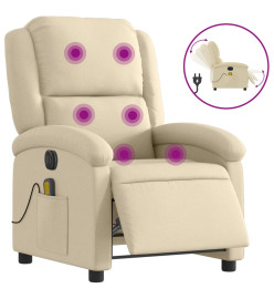 Fauteuil inclinable de massage électrique crème tissu