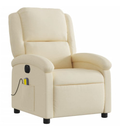 Fauteuil inclinable de massage électrique crème tissu