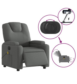 Fauteuil inclinable de massage électrique gris foncé tissu