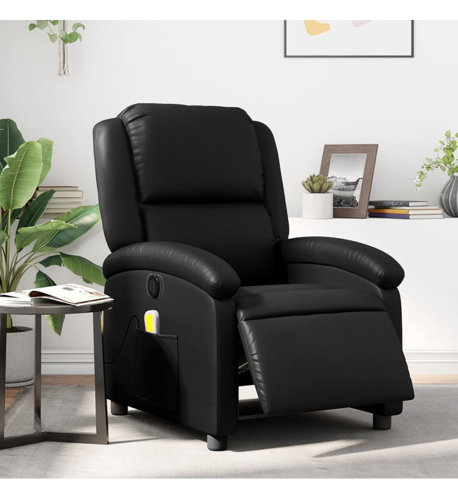 Fauteuil de massage inclinable électrique noir similicuir