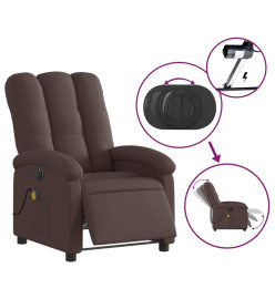 Fauteuil de massage inclinable électrique Marron foncé Tissu