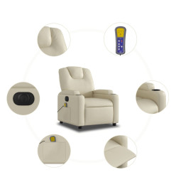 Fauteuil de massage inclinable électrique crème similicuir