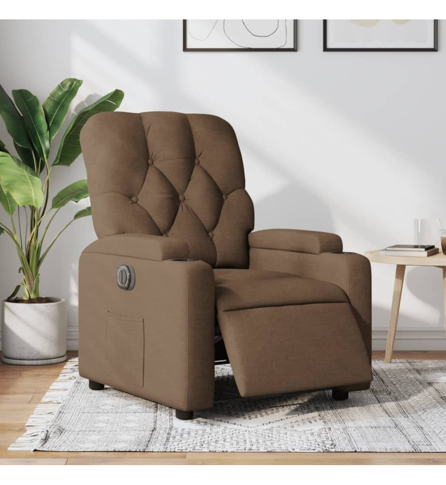 Fauteuil inclinable électrique Marron Tissu