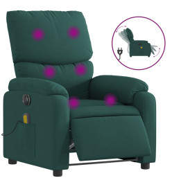 Fauteuil de massage inclinable électrique Vert foncé Tissu