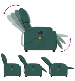 Fauteuil de massage inclinable électrique Vert foncé Tissu