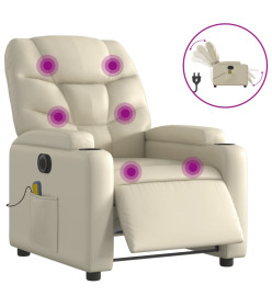 Fauteuil de massage inclinable électrique crème similicuir