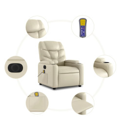 Fauteuil de massage inclinable électrique crème similicuir