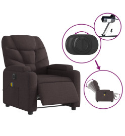 Fauteuil de massage inclinable électrique Marron foncé Tissu