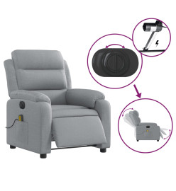 Fauteuil de massage inclinable électrique gris clair tissu