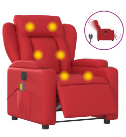 Fauteuil de massage inclinable électrique rouge similicuir