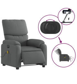 Fauteuil inclinable de massage électrique gris foncé tissu