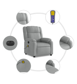 Fauteuil de massage inclinable électrique gris clair tissu