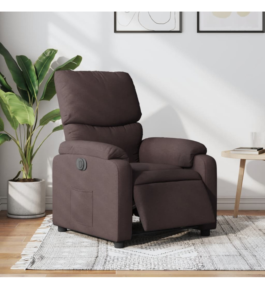 Fauteuil inclinable électrique Marron foncé Tissu