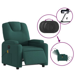 Fauteuil de massage inclinable électrique Vert foncé Tissu