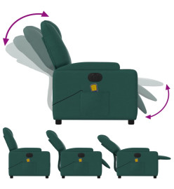 Fauteuil de massage inclinable électrique Vert foncé Tissu