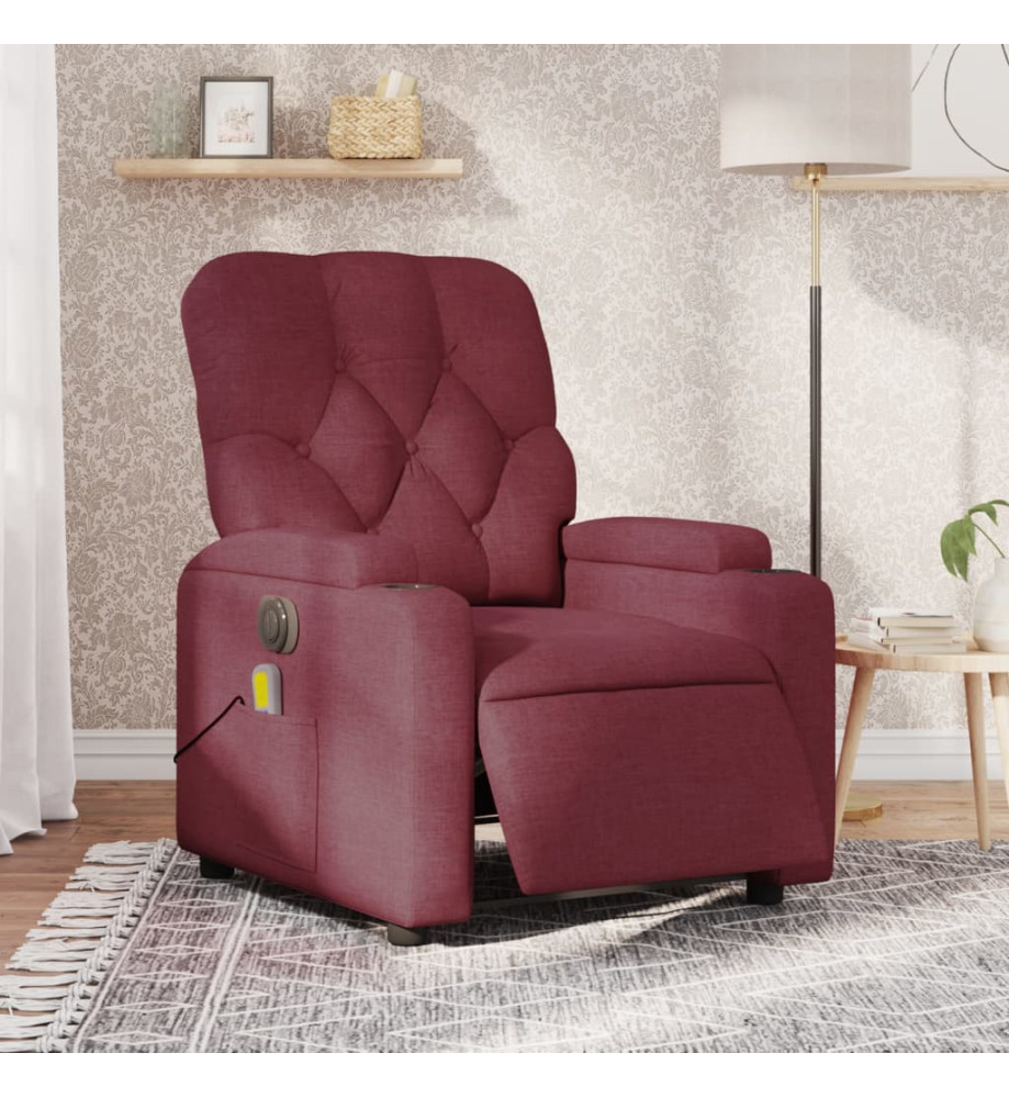 Fauteuil de massage inclinable électrique Rouge bordeaux Tissu