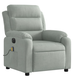 Fauteuil inclinable électrique de massage gris clair velours