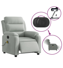 Fauteuil inclinable électrique de massage gris clair velours