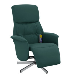 Fauteuil inclinable de massage et repose-pieds vert foncé tissu