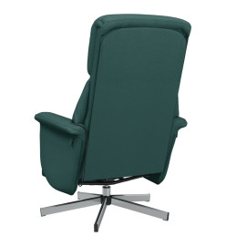 Fauteuil inclinable de massage et repose-pieds vert foncé tissu