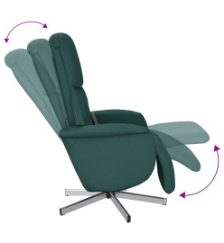 Fauteuil inclinable de massage et repose-pieds vert foncé tissu