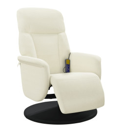 Fauteuil inclinable de massage avec repose-pieds crème velours