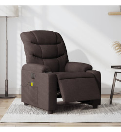 Fauteuil de massage inclinable électrique Marron foncé Tissu